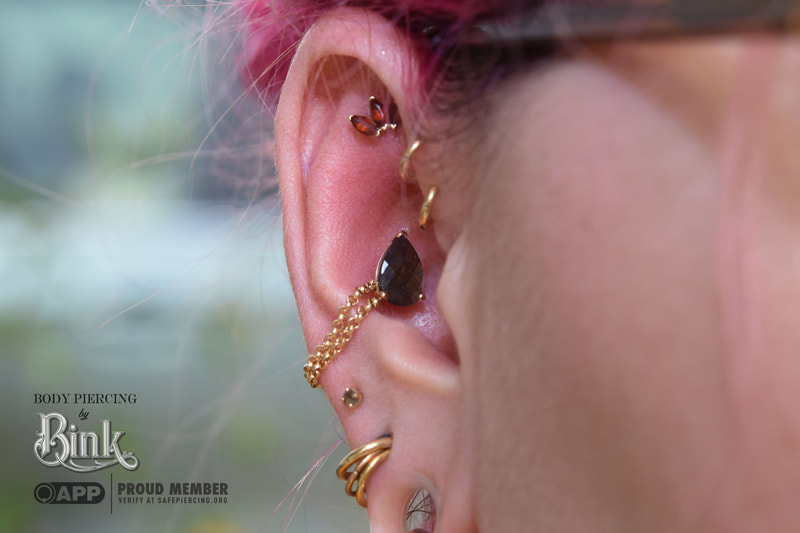 rolo chain double yellow gold chains hoops and ends for conch, faux rook, forward helix, lobes