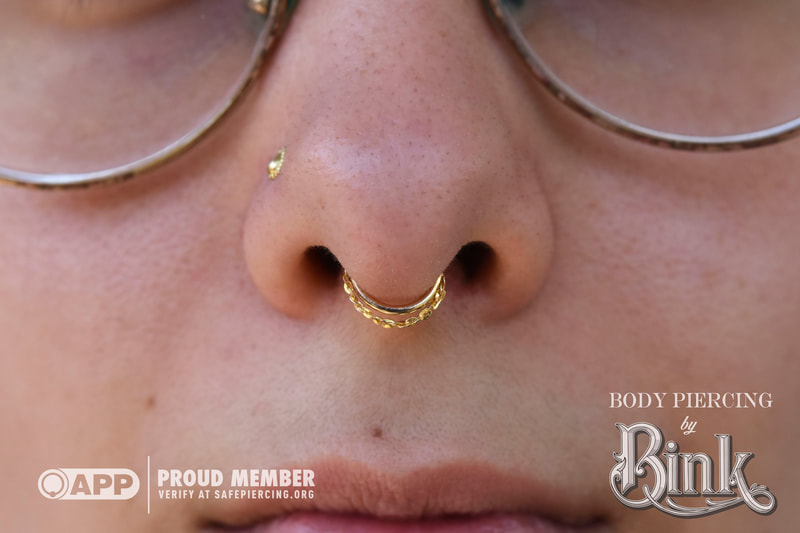 yellow gold for septum nostril nose piercings Pupil Hall Regalia Jewelry Body Piercing by Bink